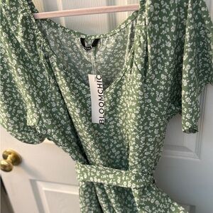 BloomChic Sage Green Floral Midi Dress